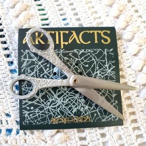 JJ Jonette Artifacts silver tone scissor brooch